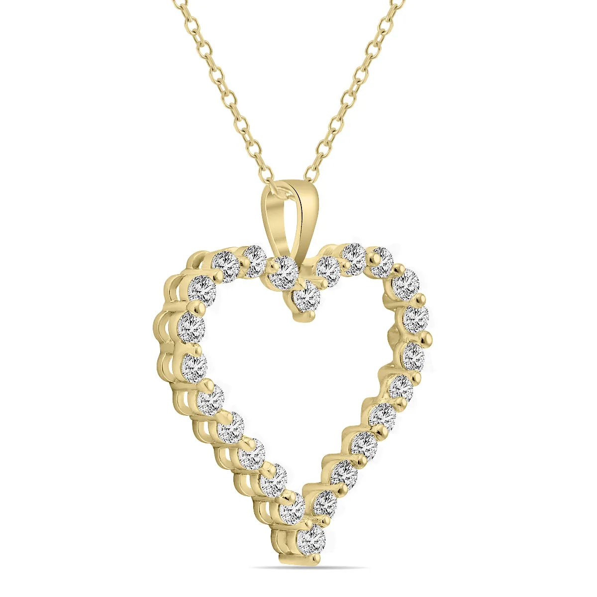 1 Ctw Diamond Heart Pendant In 14K Yellow Gold