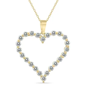 1 Ctw Diamond Heart Pendant In 14K Yellow Gold