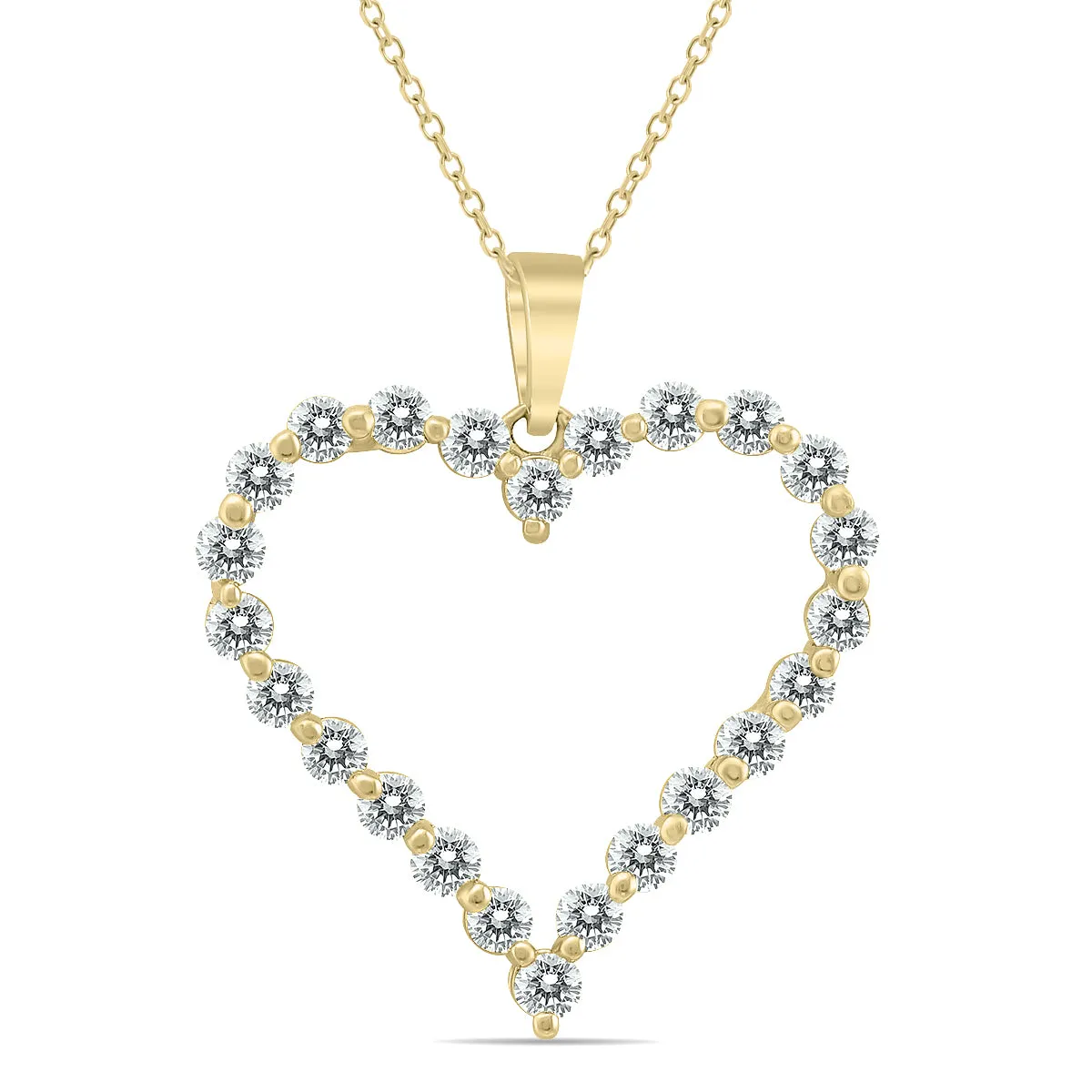 1 Ctw Diamond Heart Pendant In 14K Yellow Gold