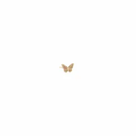 14k Gold Itty Bitty Butterfly Stud Earring - Single Earring