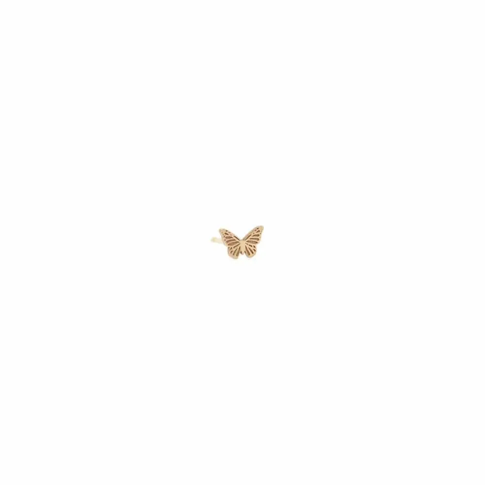 14k Gold Itty Bitty Butterfly Stud Earring - Single Earring