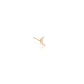 14k Gold Itty Bitty Crescent Moon Stud Earring - SINGLE