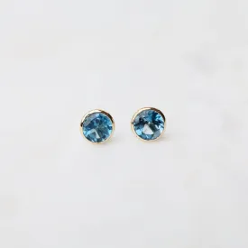 14k London Blue Topaz Bezel Studs