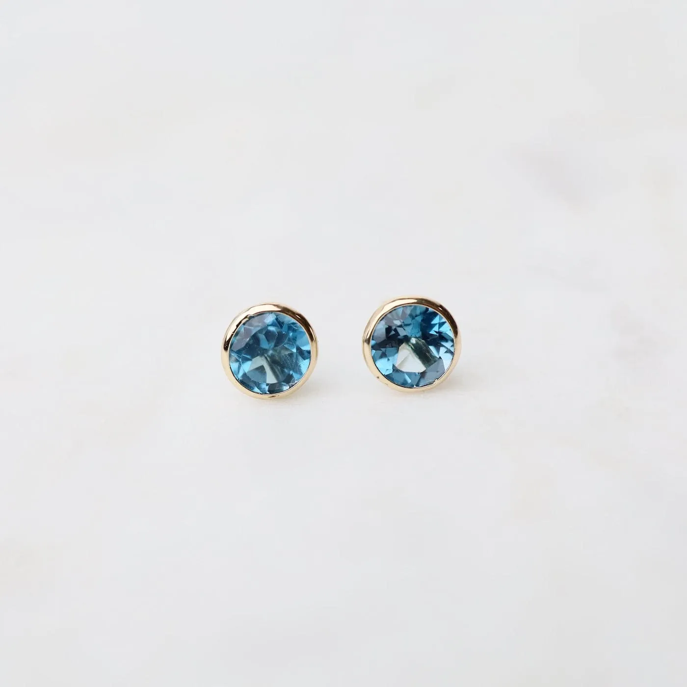 14k London Blue Topaz Bezel Studs