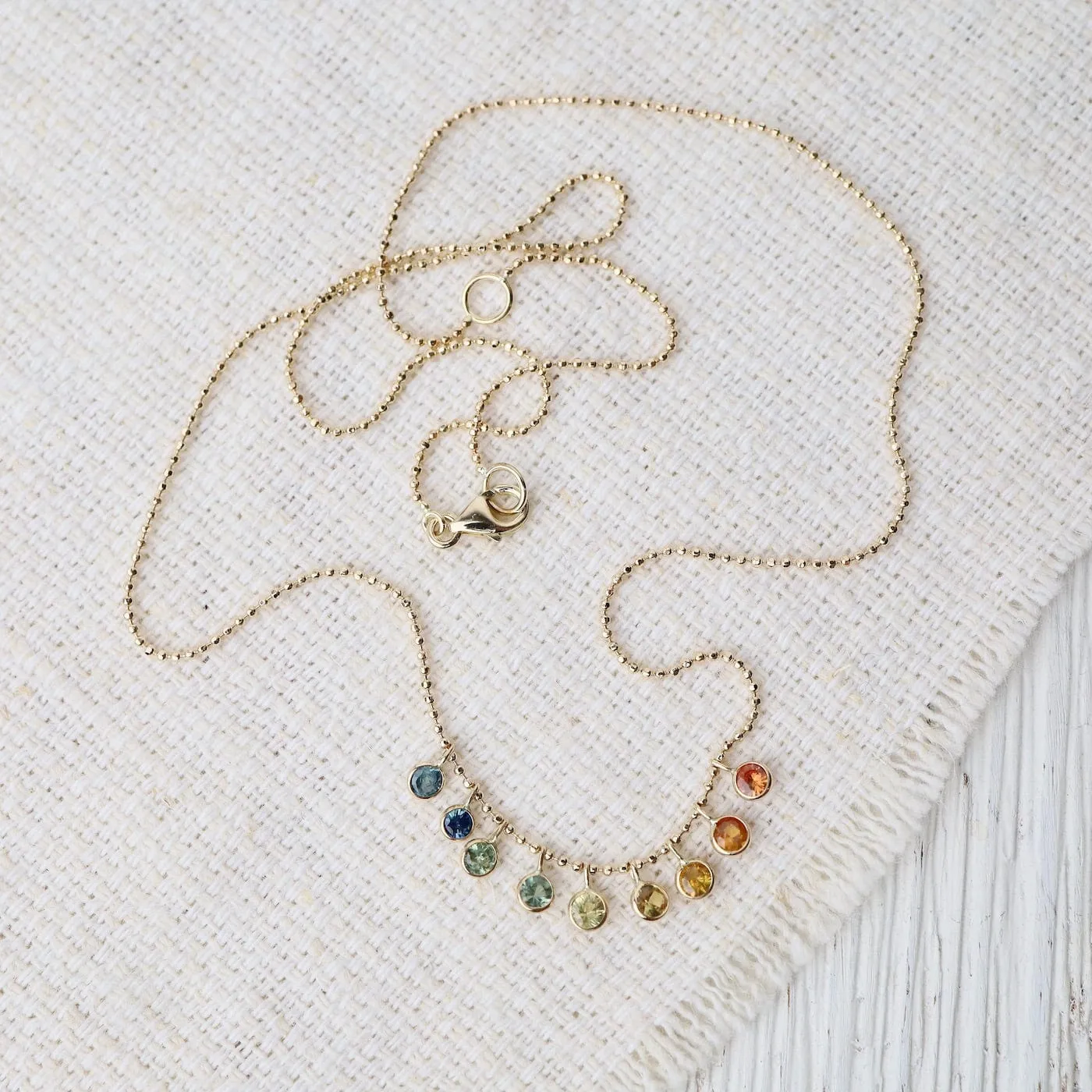 14k Rainbow Sapphire Cleopatra Necklace