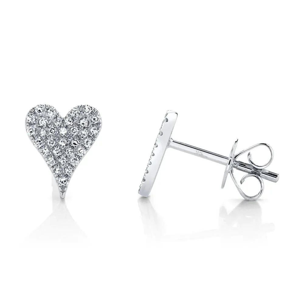 14K WHITE GOLD DIAMOND HEART EARRINGS .14CT