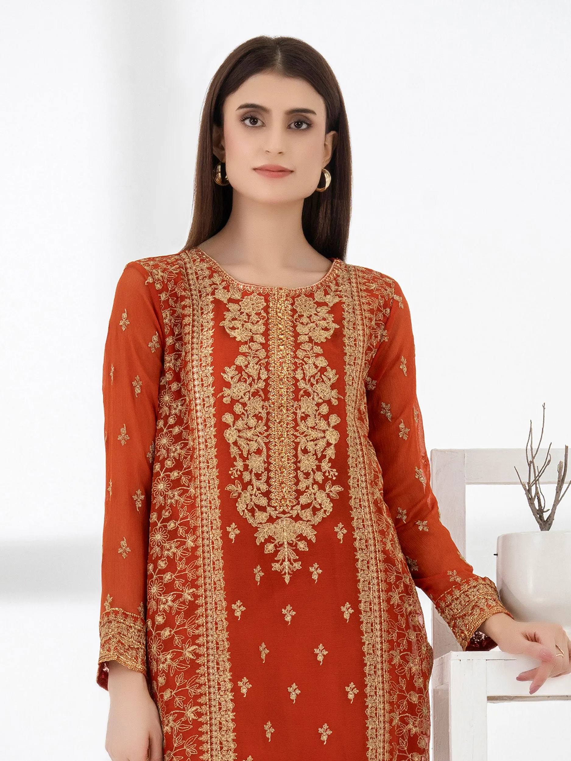 2 Piece Chiffon Suit-Embroidered (Pret)