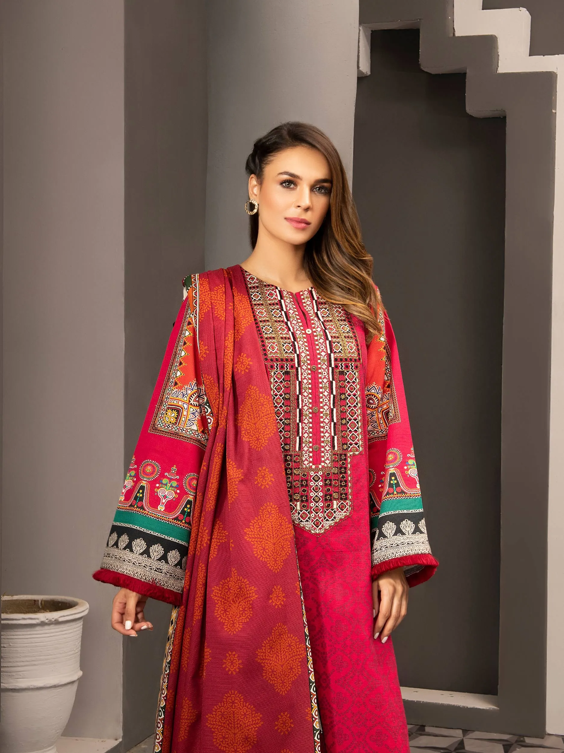 2 Piece Embroidered Khaddar Suit