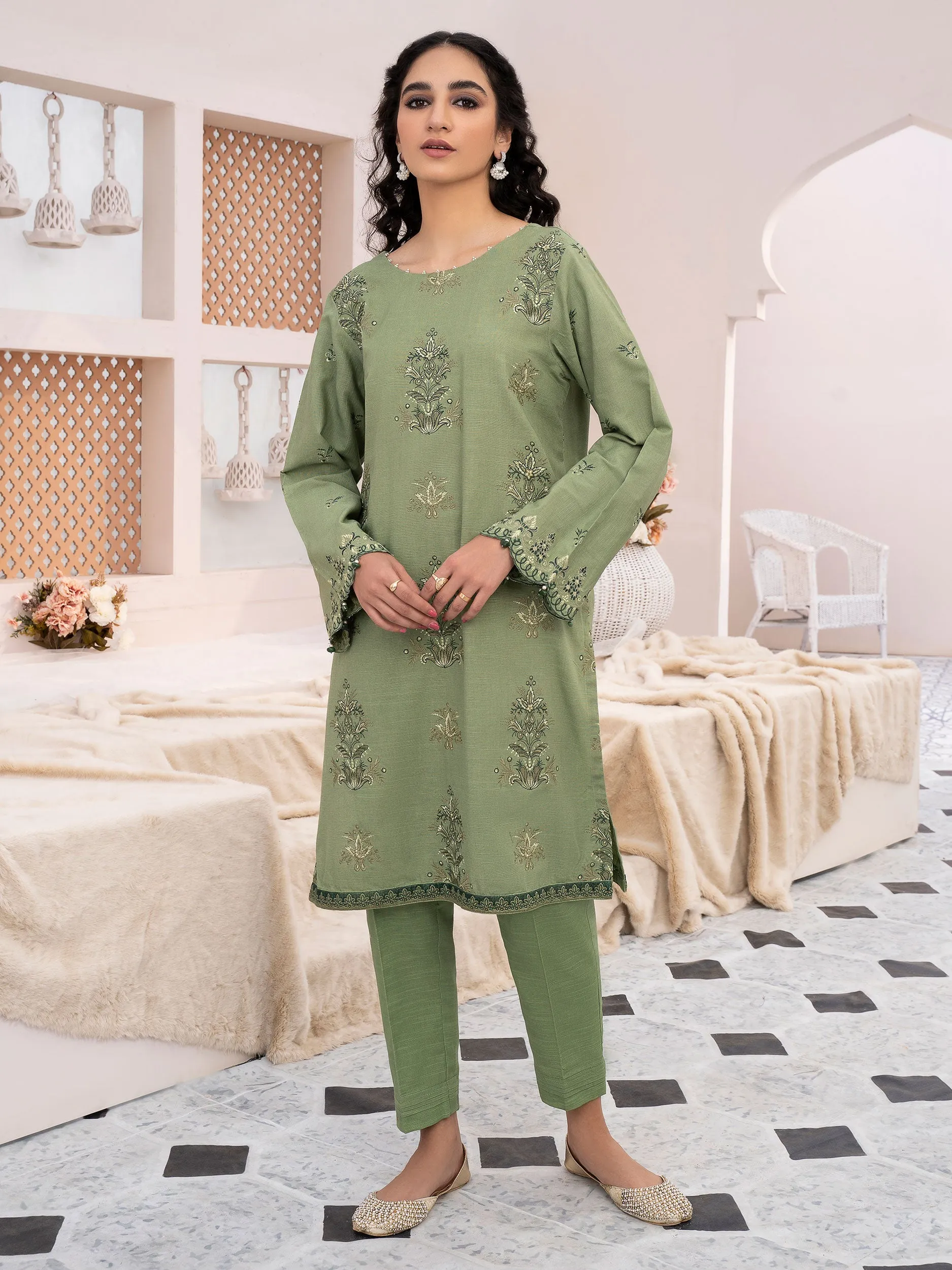 2 Piece Embroidered Khaddar Suit