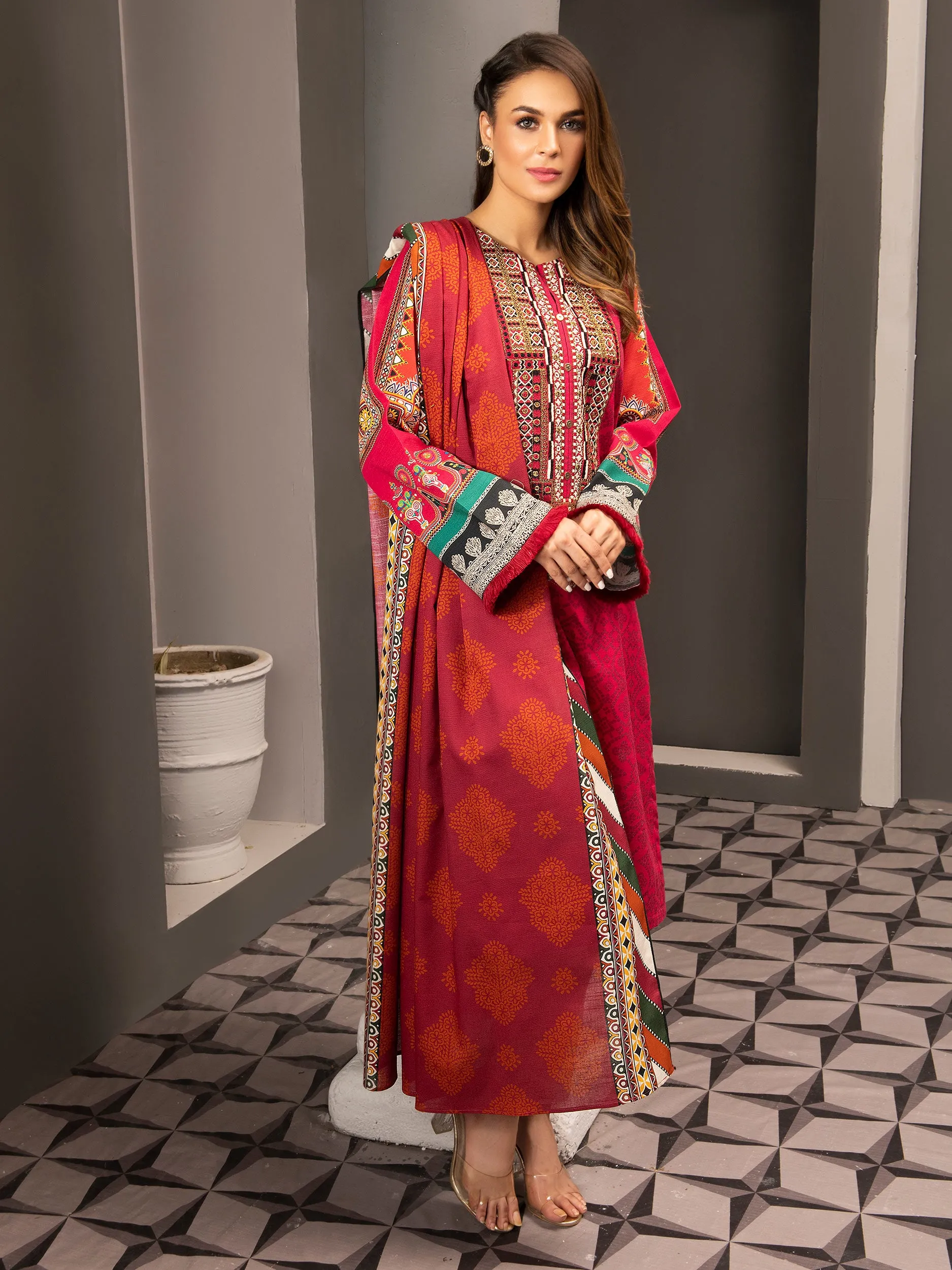 2 Piece Embroidered Khaddar Suit