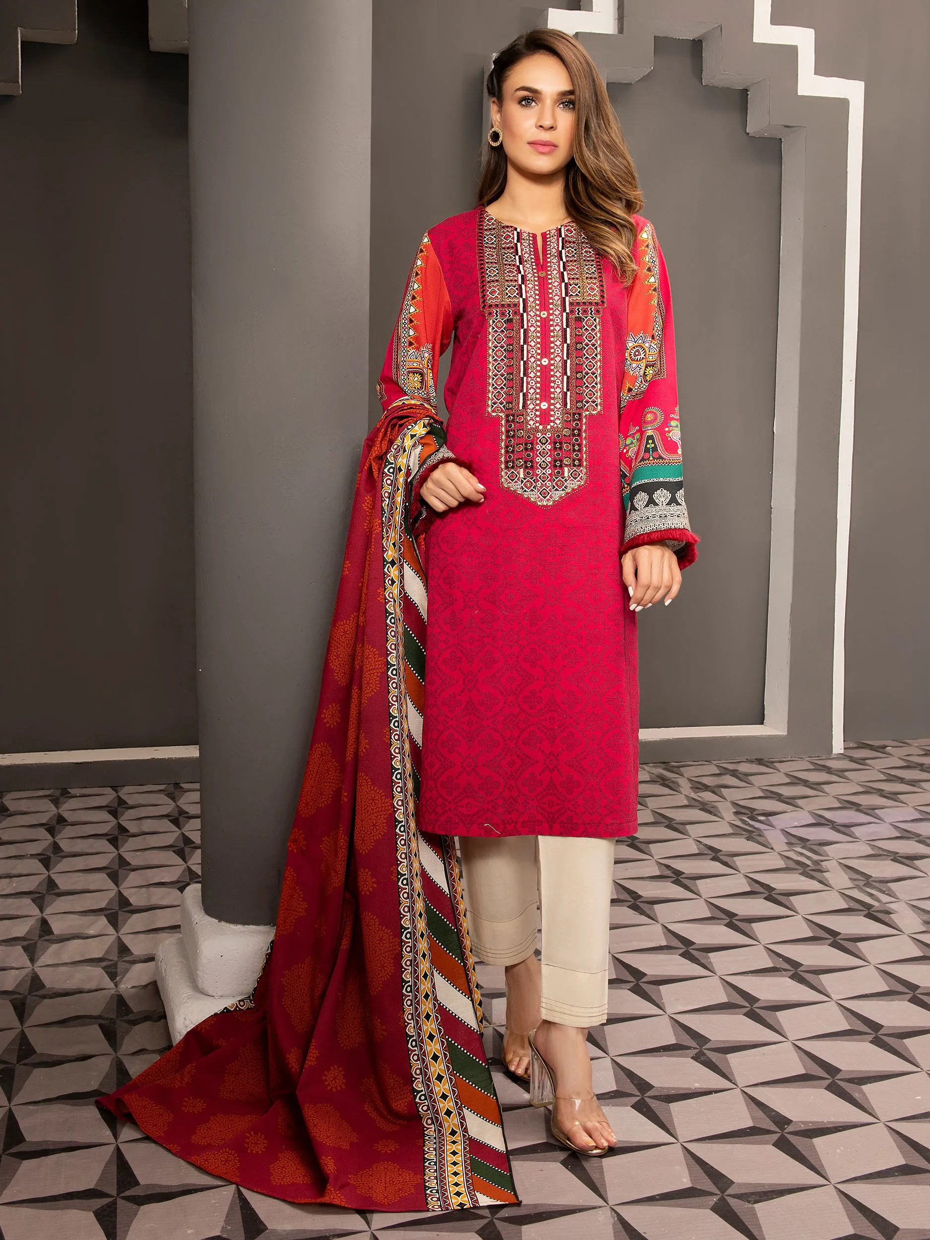 2 Piece Embroidered Khaddar Suit