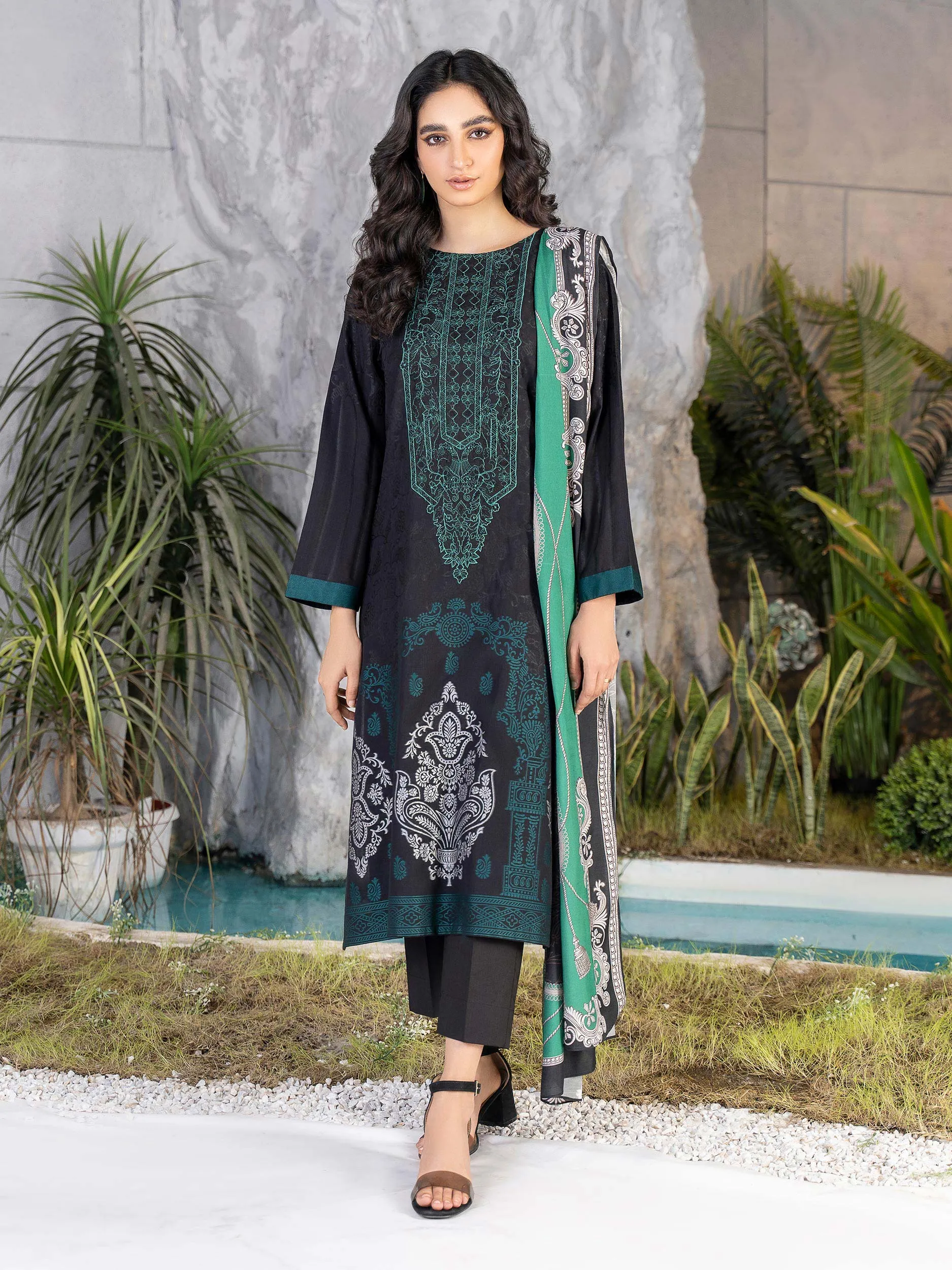 2 Piece Jacquard Suit-Embroidered (Unstitched)