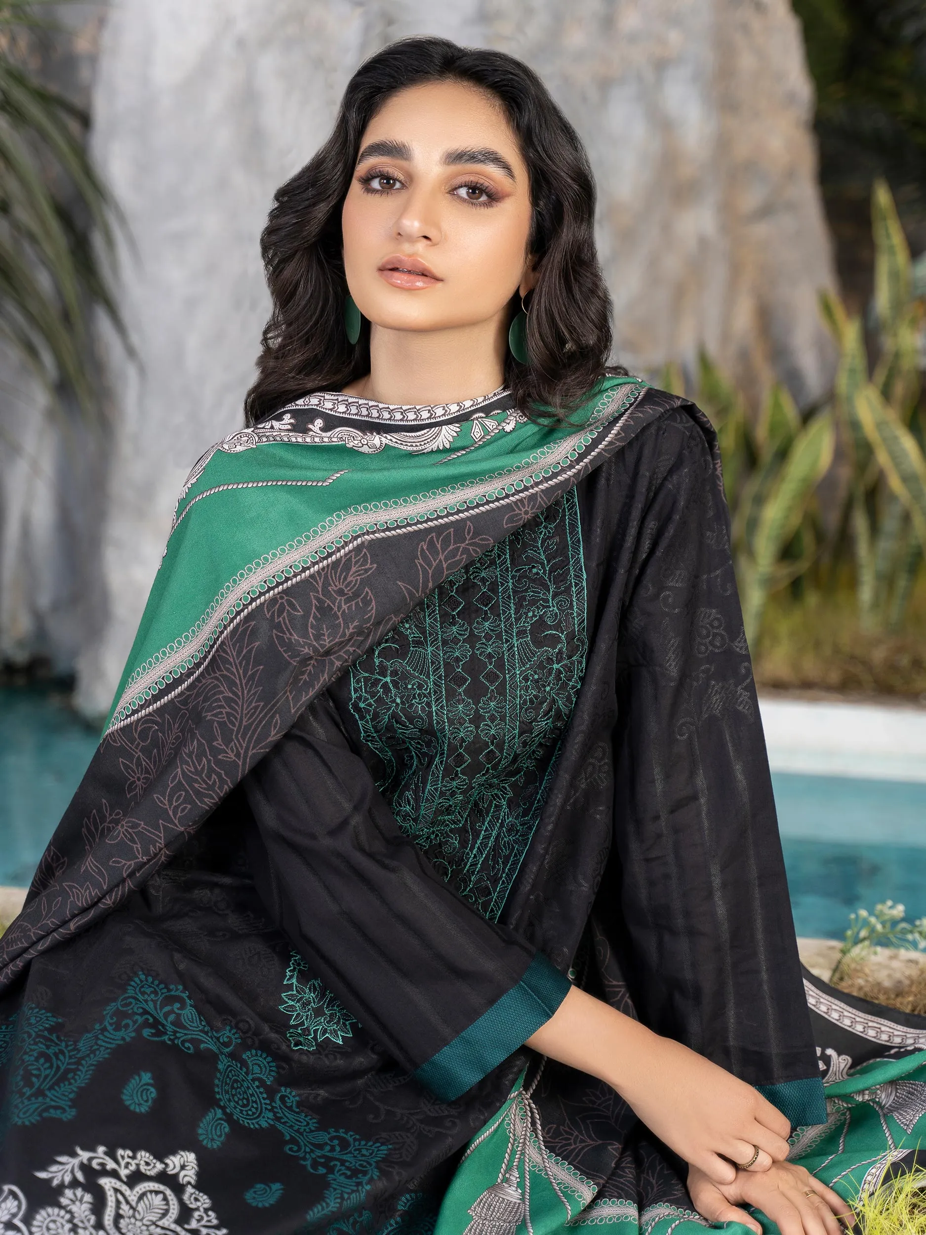 2 Piece Jacquard Suit-Embroidered (Unstitched)