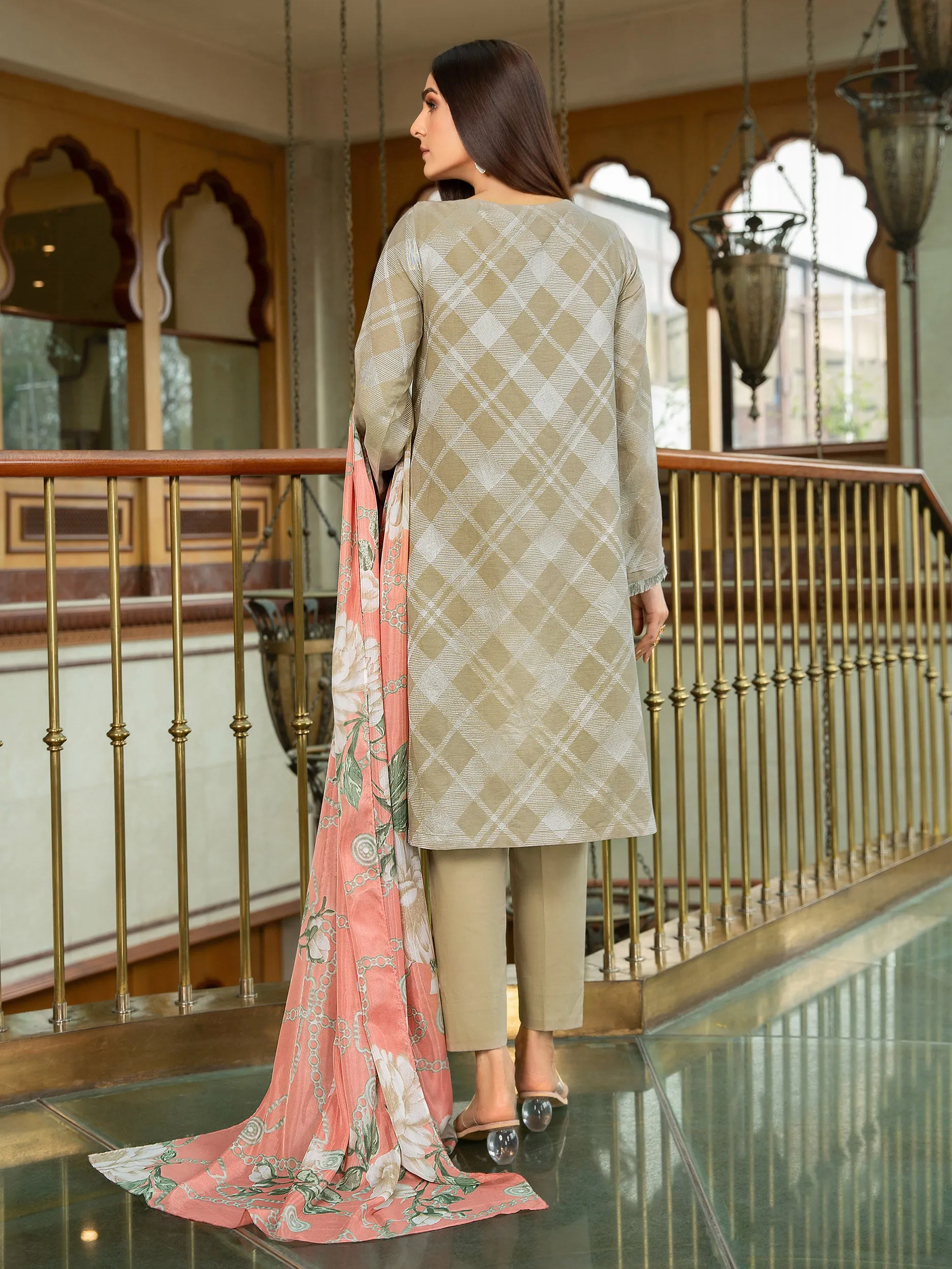 2 Piece Jacquard Suit-Embroidered (Unstitched)