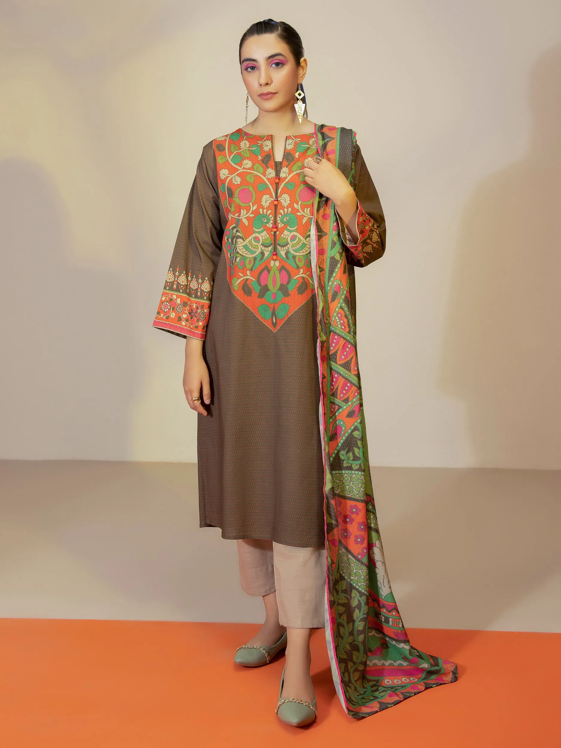 2 Piece Khaddar Suit-Printed (Unstitched)