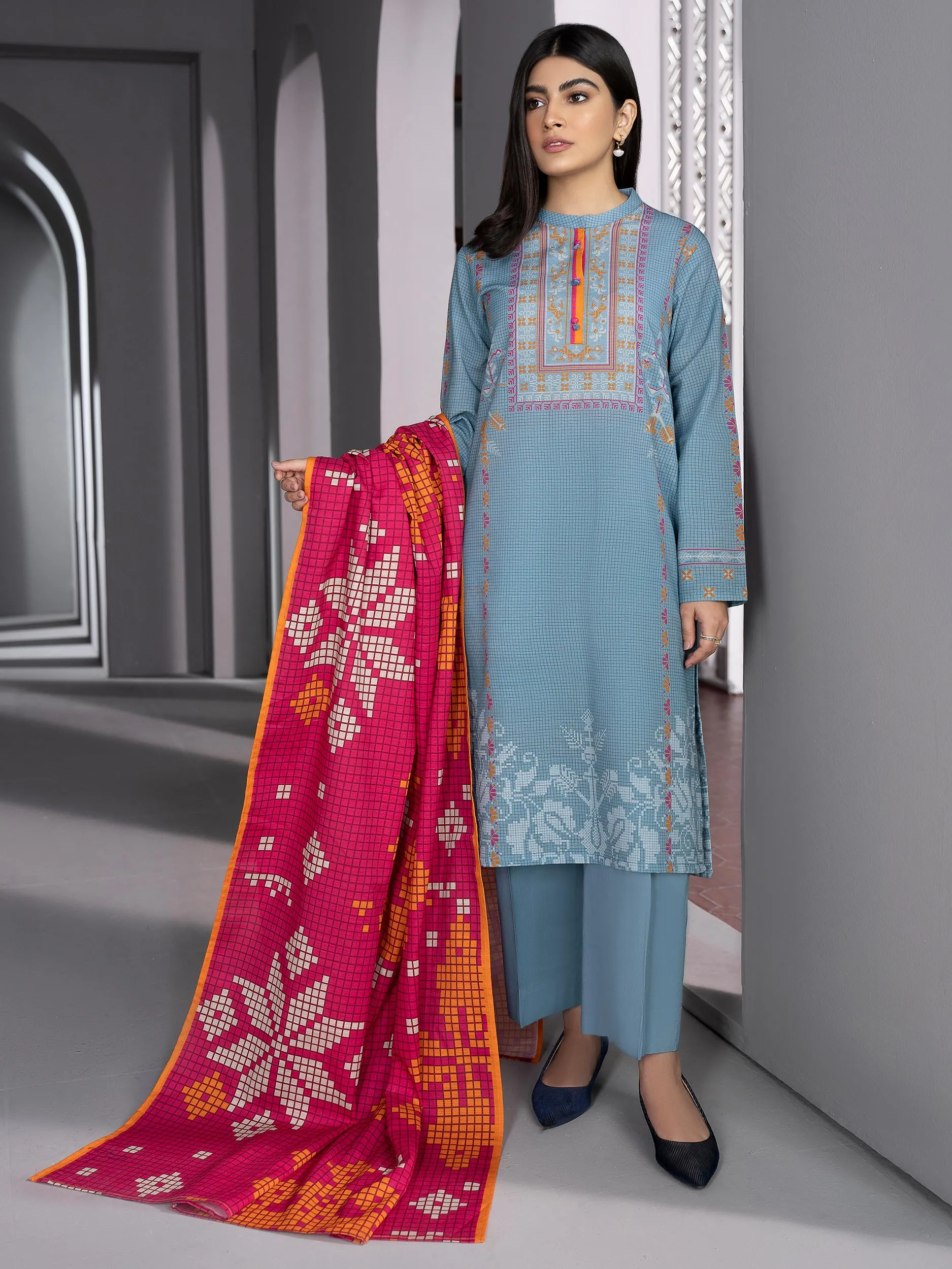 2 Piece Khaddar Suit-Printed (Unstitched)