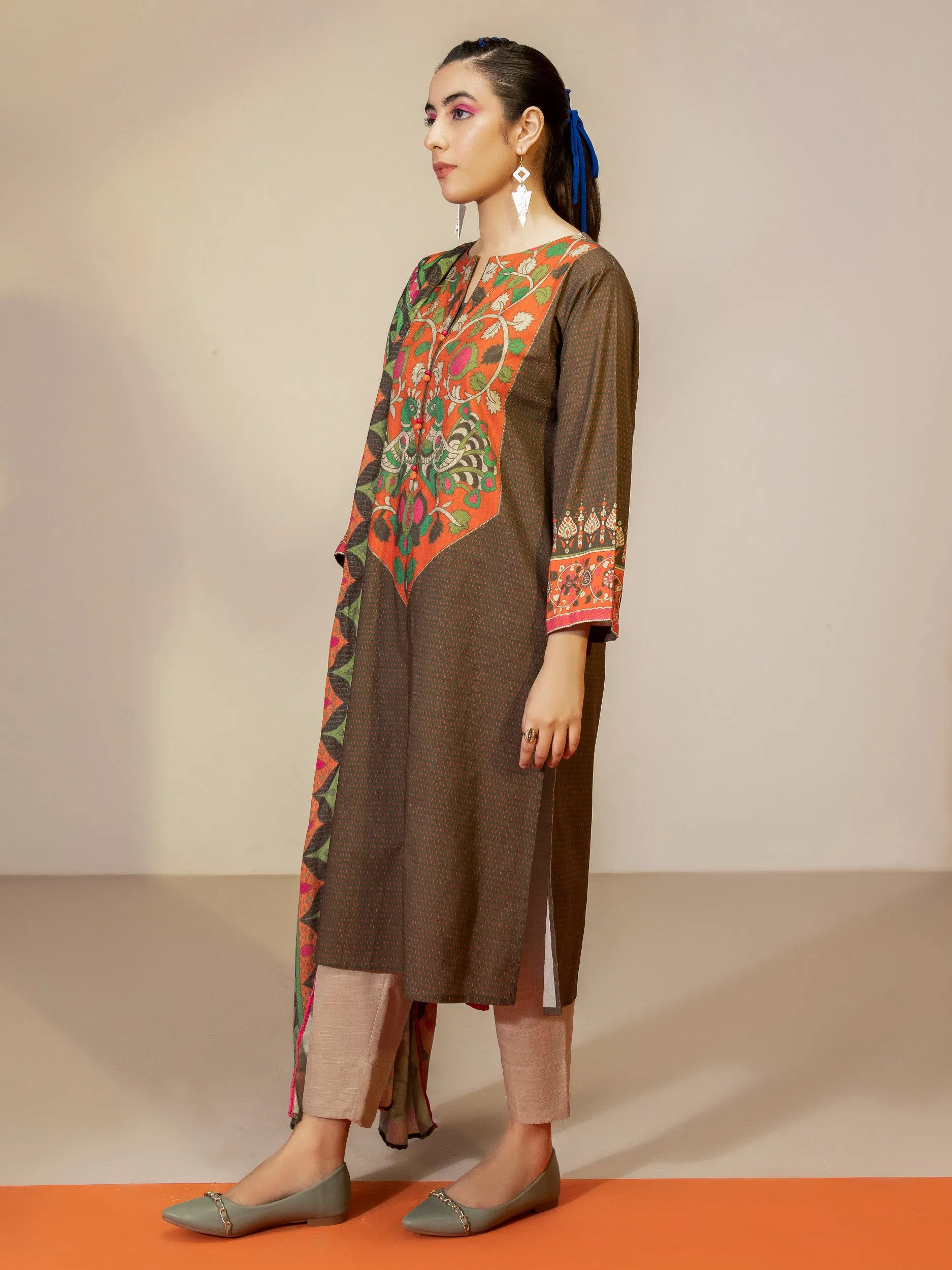 2 Piece Khaddar Suit-Printed (Unstitched)