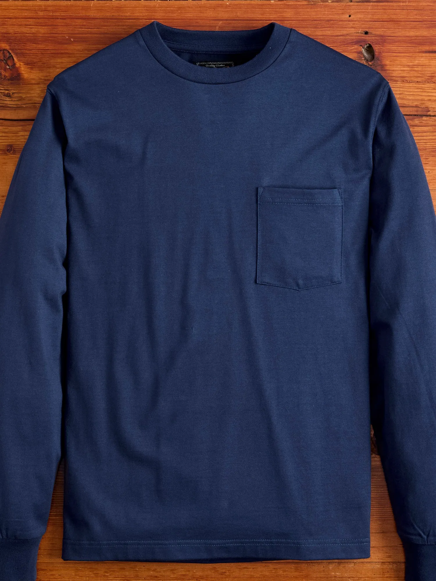 40/2 Long Sleeve Pocket T-Shirt in Navy