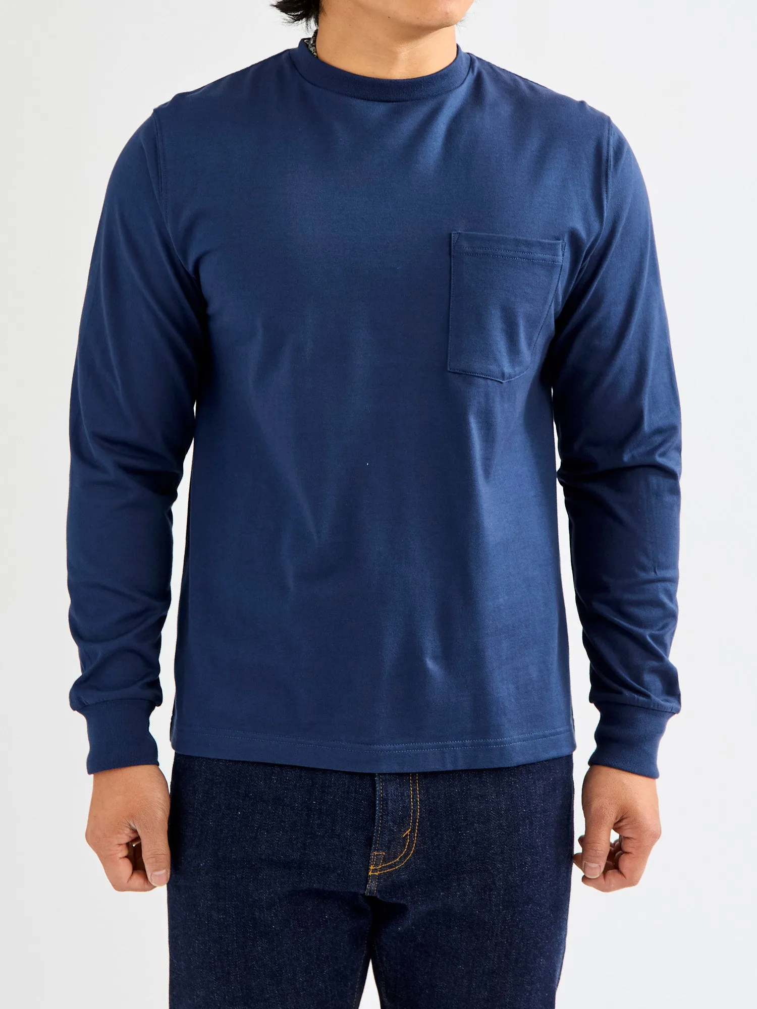 40/2 Long Sleeve Pocket T-Shirt in Navy