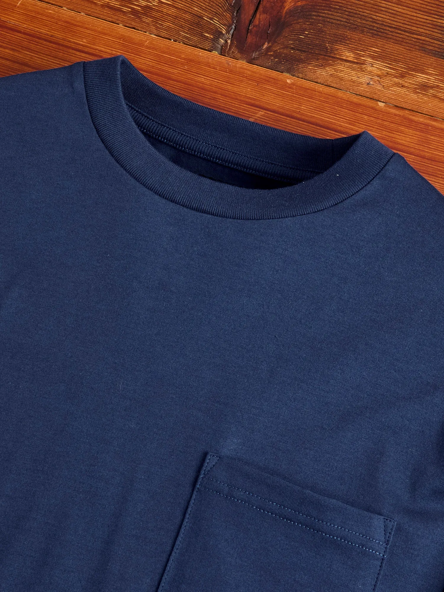 40/2 Long Sleeve Pocket T-Shirt in Navy