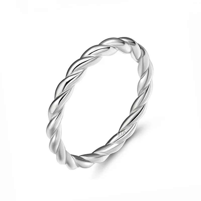 925 Sterling Silver Cute Twist Ring