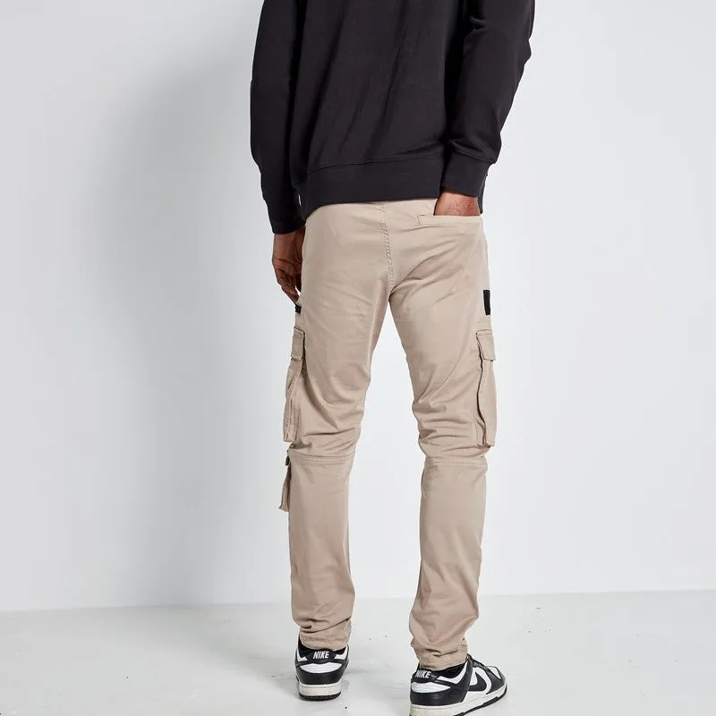 Adjustable Cuff Cargo Pants - Stone