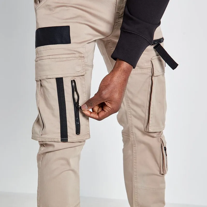 Adjustable Cuff Cargo Pants - Stone