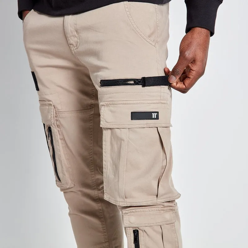 Adjustable Cuff Cargo Pants - Stone