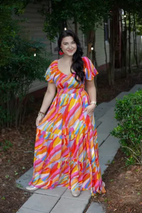 All I Need Abstract Print Maxi Dress