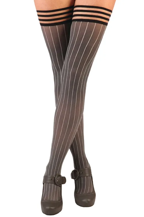 Annabelle Pinstripe Thigh Highs with Stay-Up Top