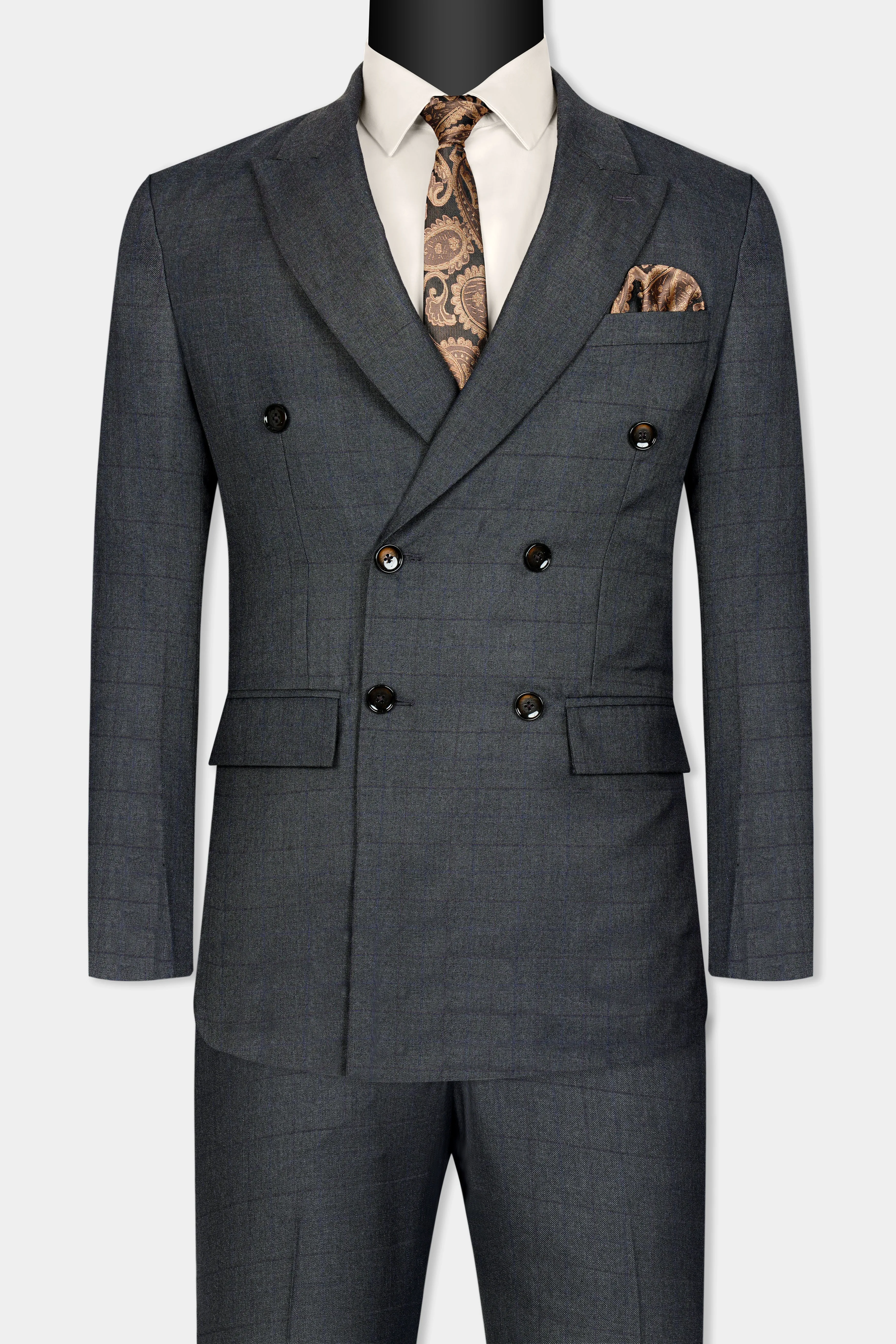 Arsenic Grey Wool Rich Double Breasted Suit