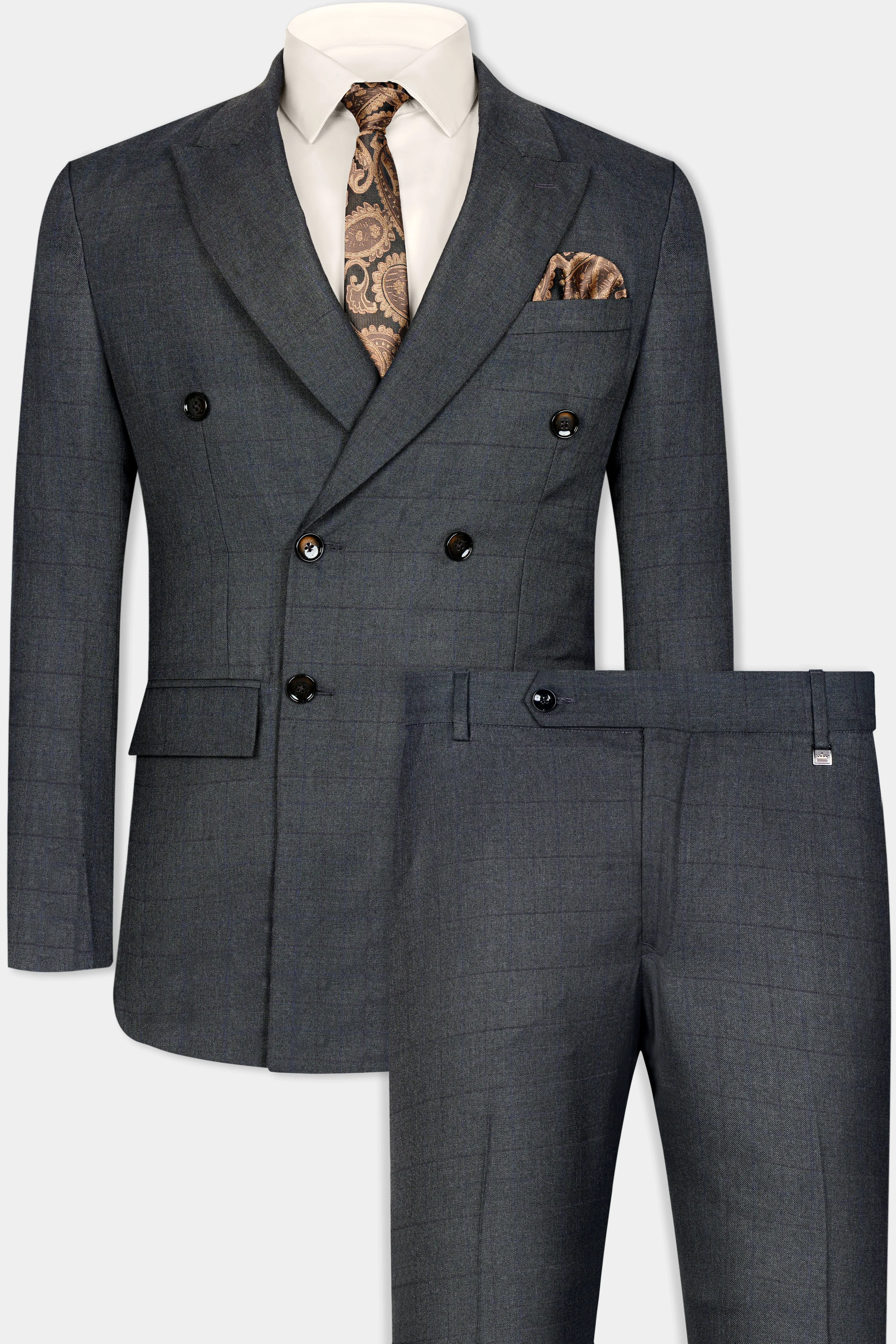 Arsenic Grey Wool Rich Double Breasted Suit