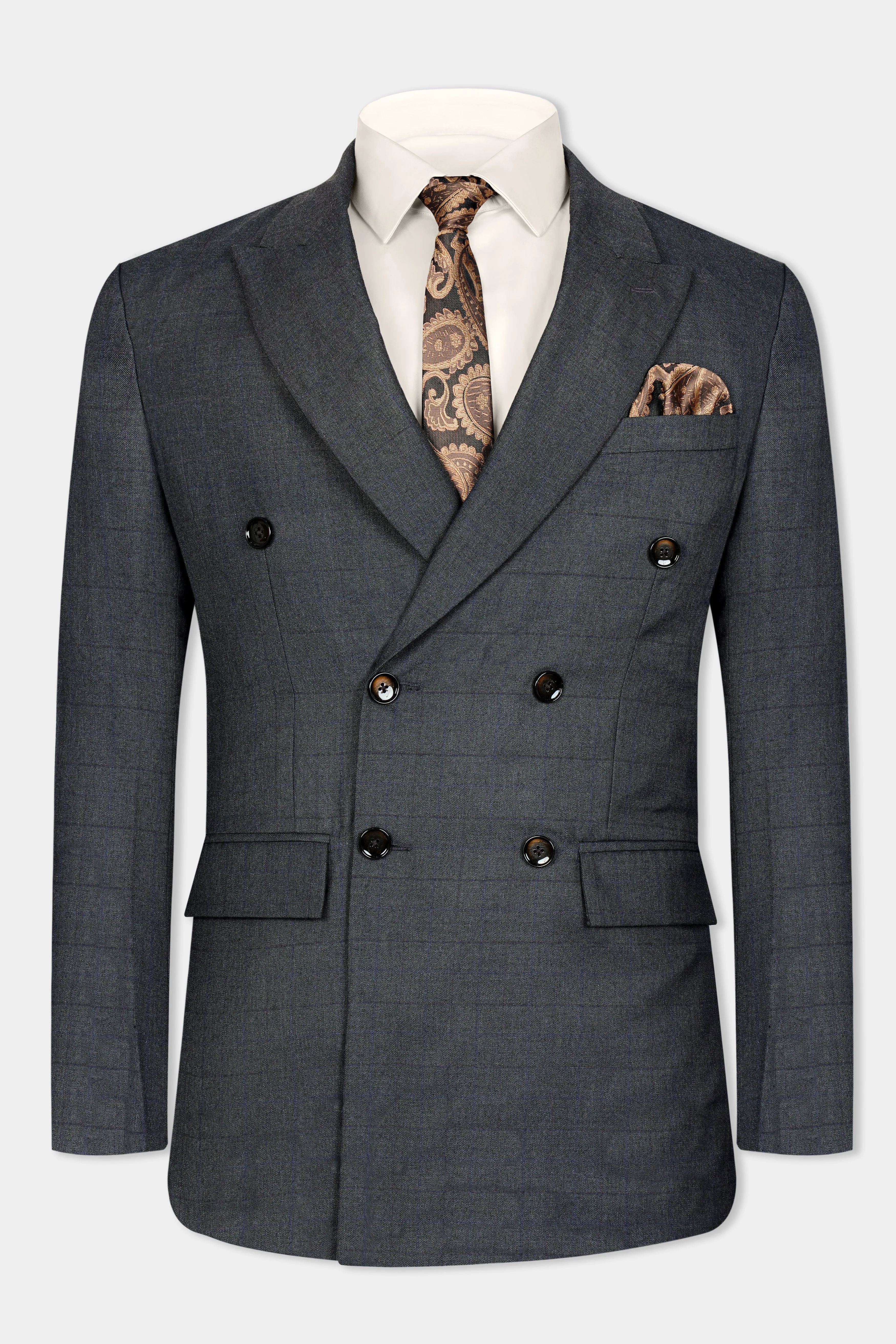 Arsenic Grey Wool Rich Double Breasted Suit