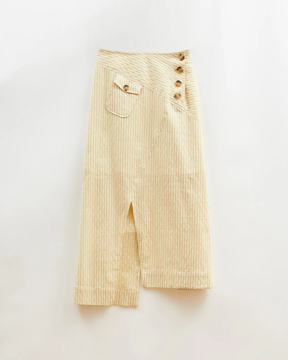 Astrid Skirt Cotton Seersucker Stripe Yellow