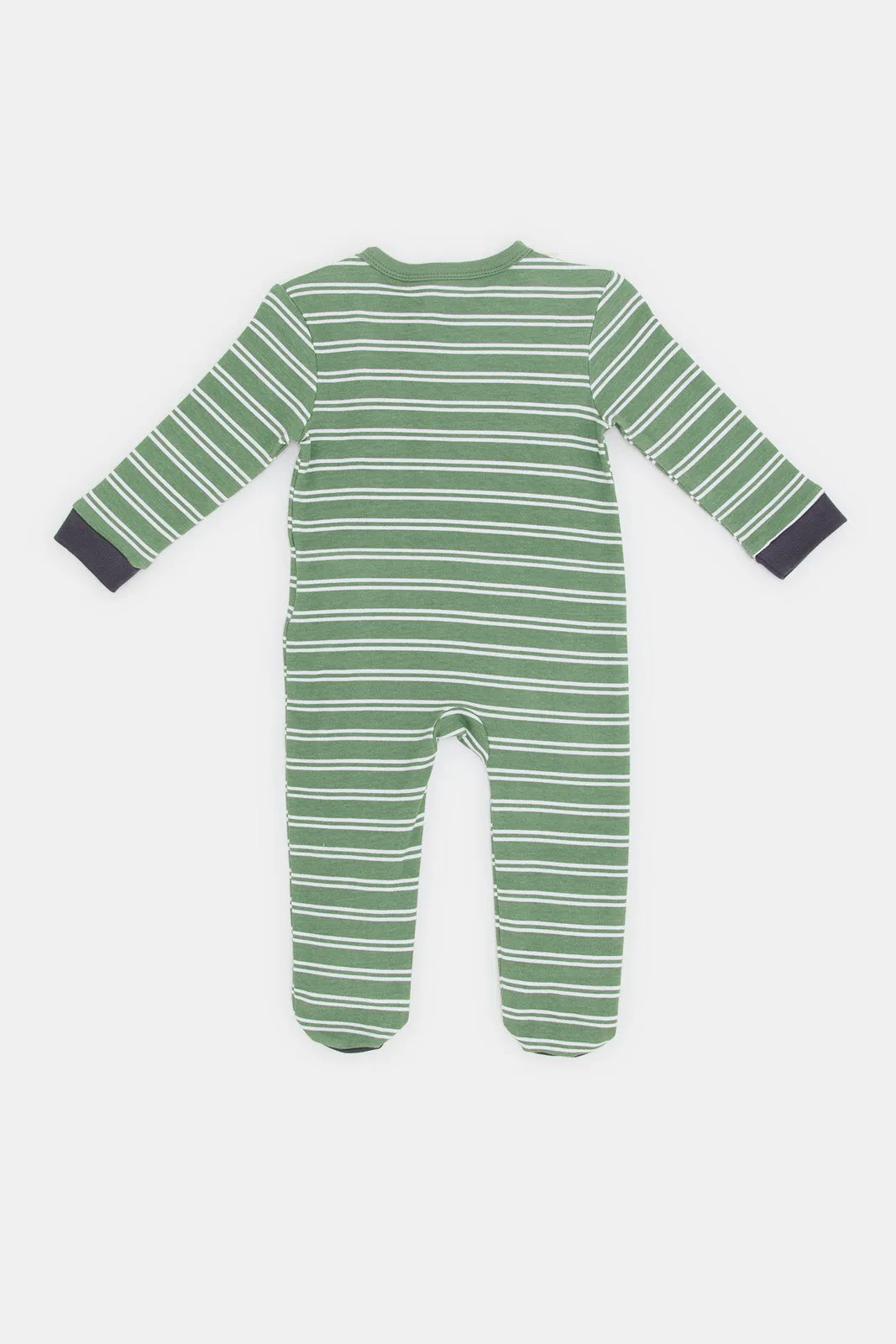 Babies Green Safari Allover Print Knit Sleepsuit (Single)