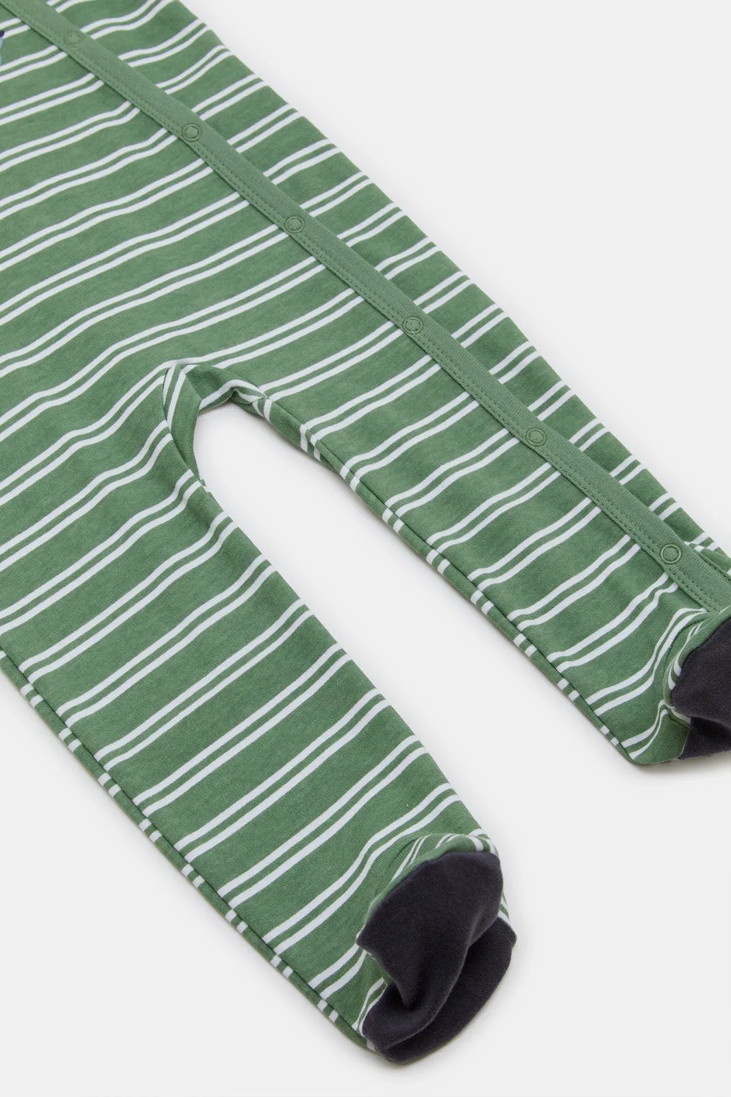 Babies Green Safari Allover Print Knit Sleepsuit (Single)