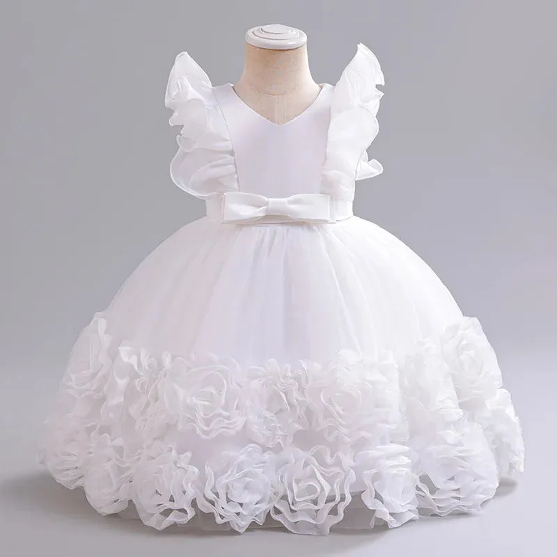 Baby Girl Flower Baptism Tutu Formal Birthday Dress