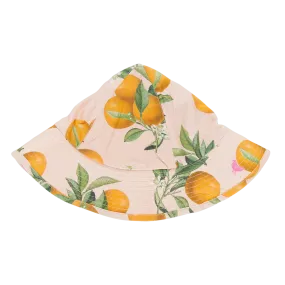 Baby Girls Sun Hat - Pink Botanical Oranges