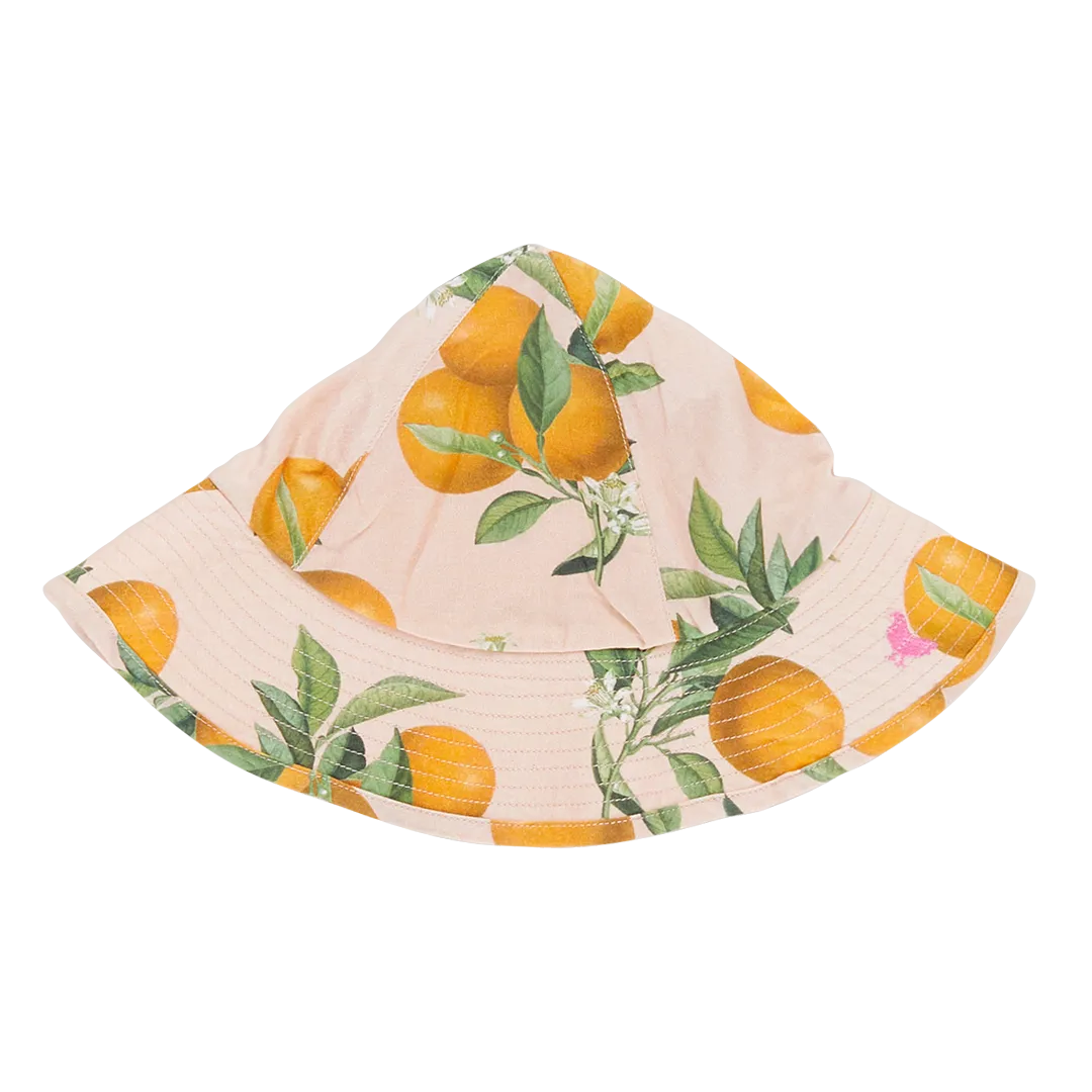 Baby Girls Sun Hat - Pink Botanical Oranges