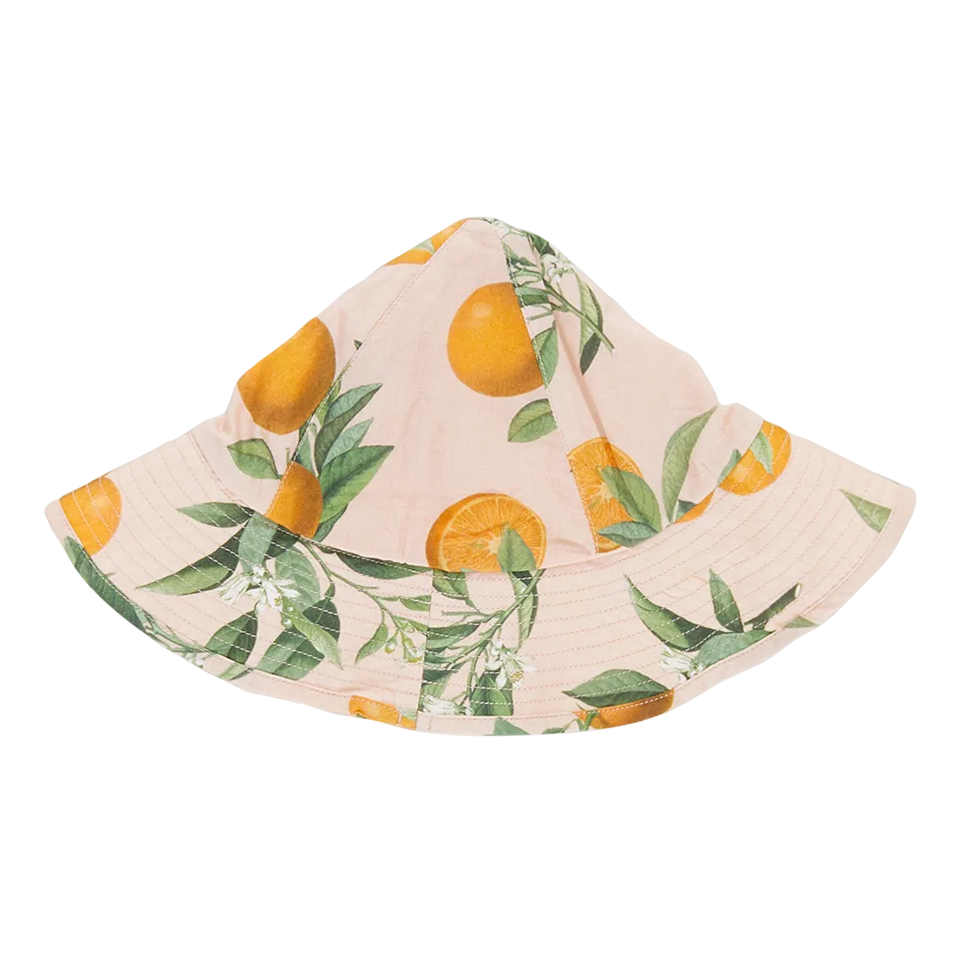 Baby Girls Sun Hat - Pink Botanical Oranges