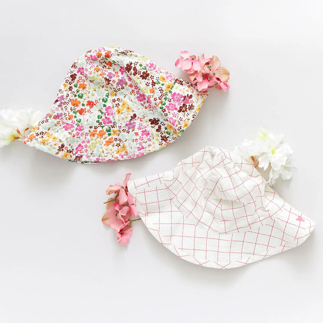 Baby Girls Sun Hat - Pink Tattersall