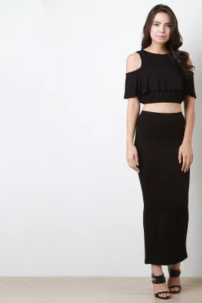 Back Slit Pencil Cut Maxi Skirt