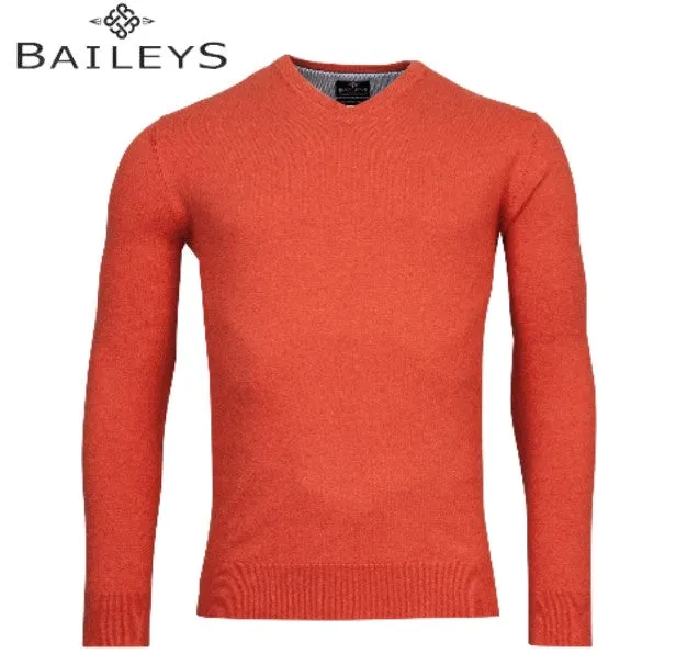 Baileys Cotton Coral V-Neck Jumper Red