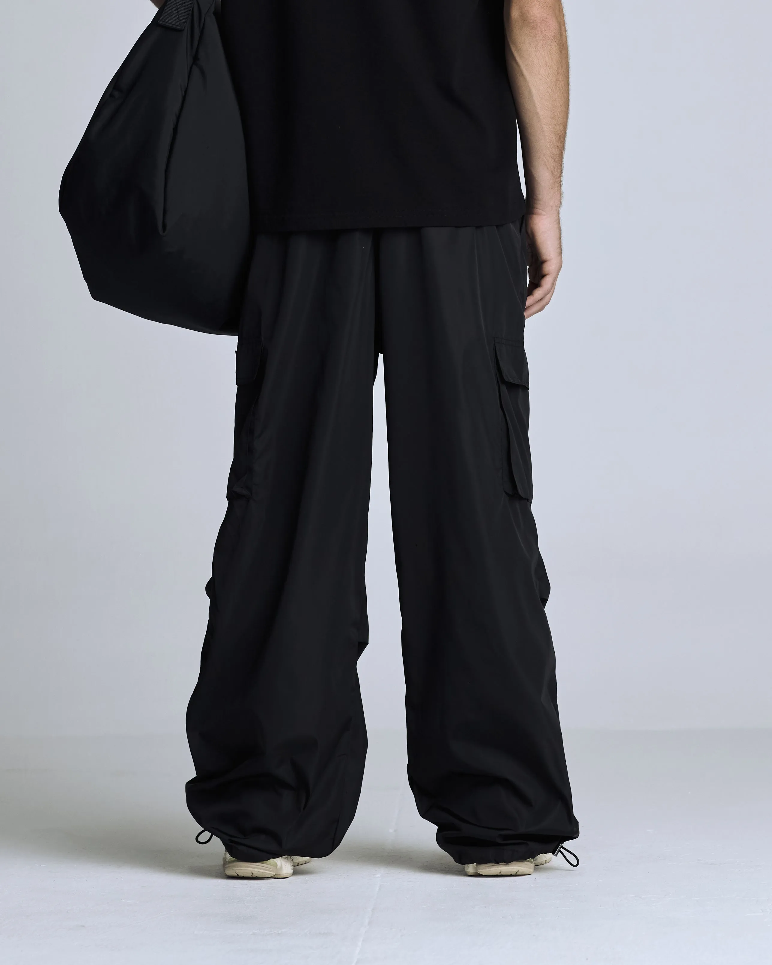 Basics Parachute Cargo Pants Black