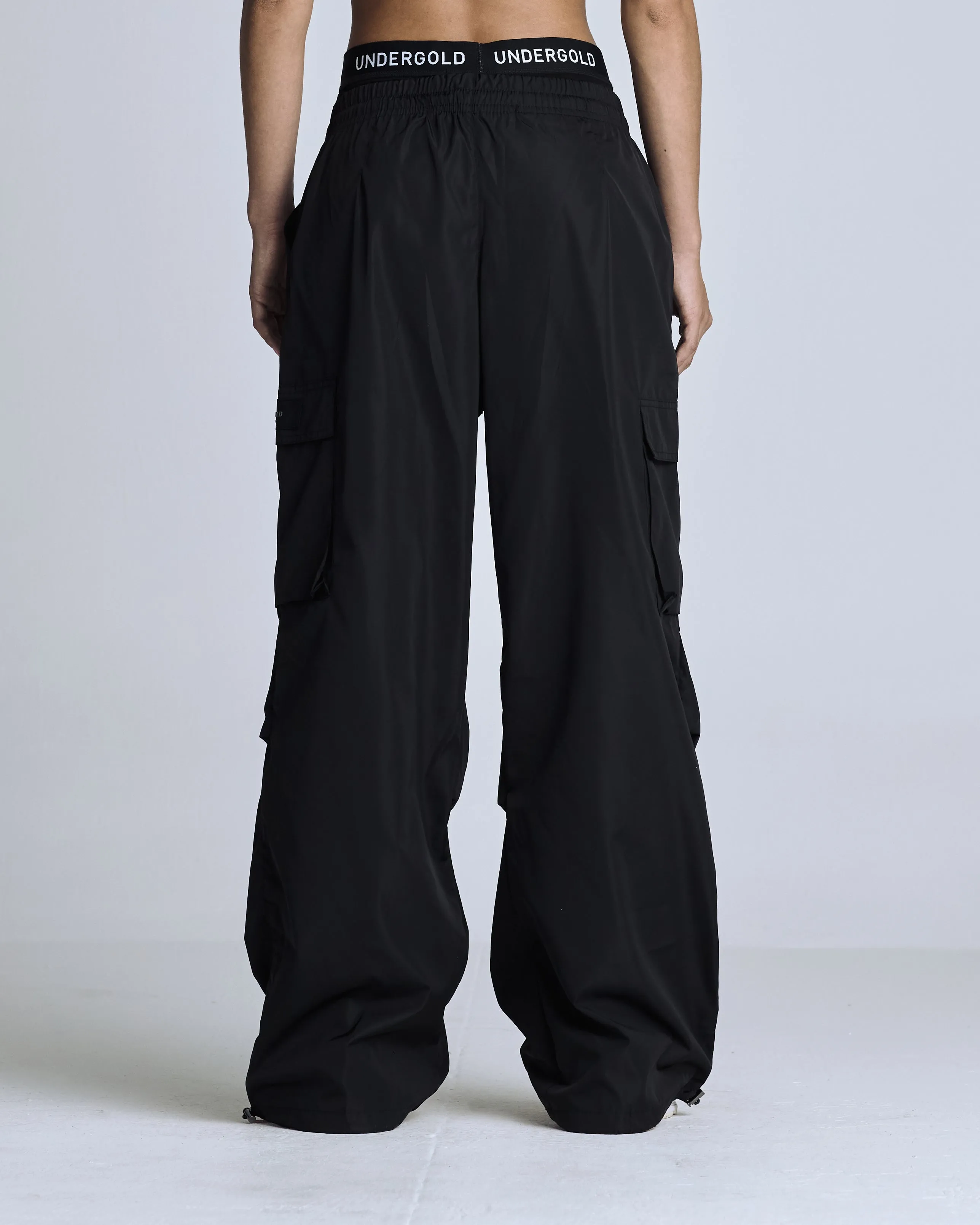 Basics Parachute Cargo Pants Black