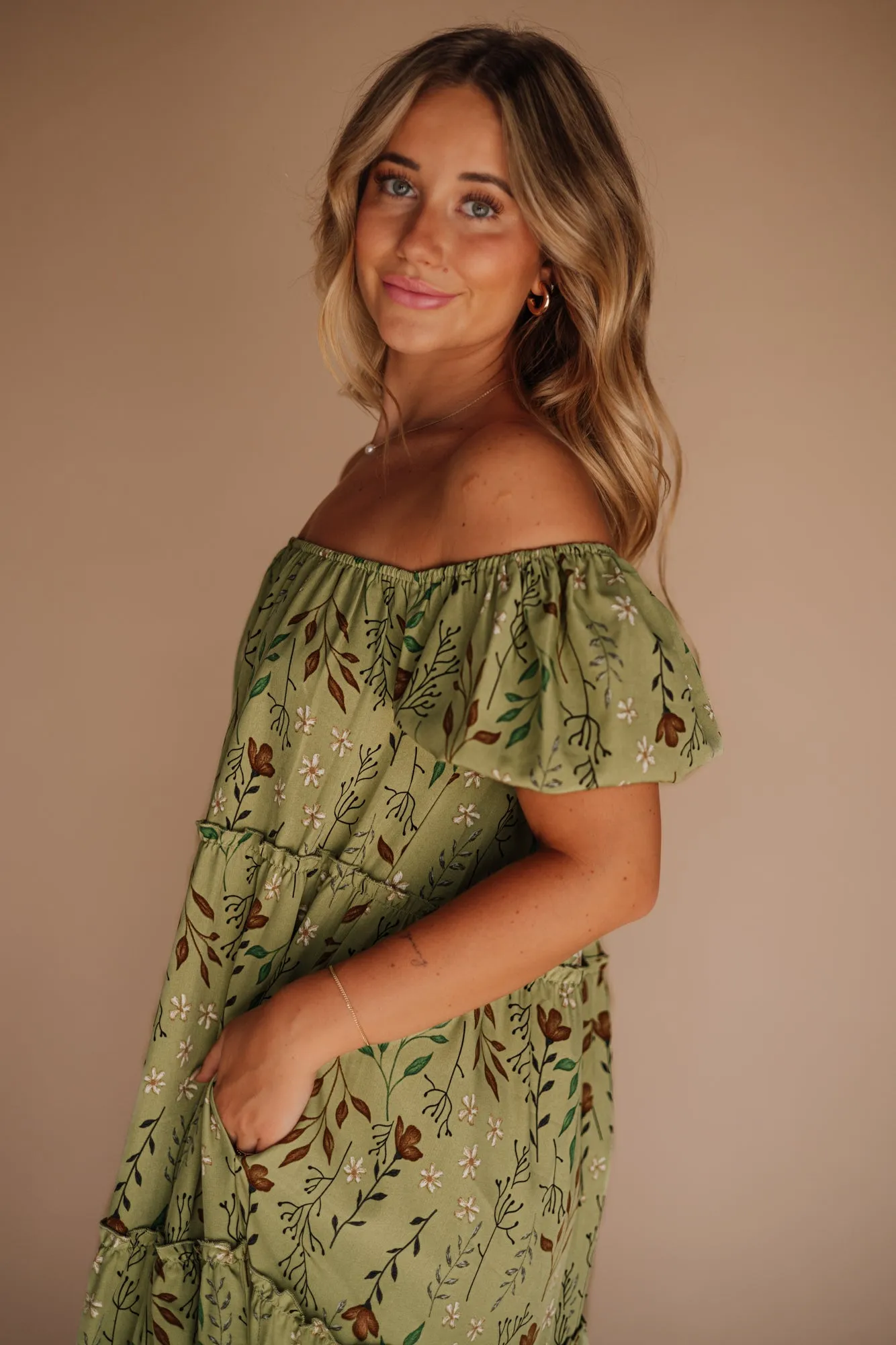 Bella Maxi Dress in Green - Coming Soon