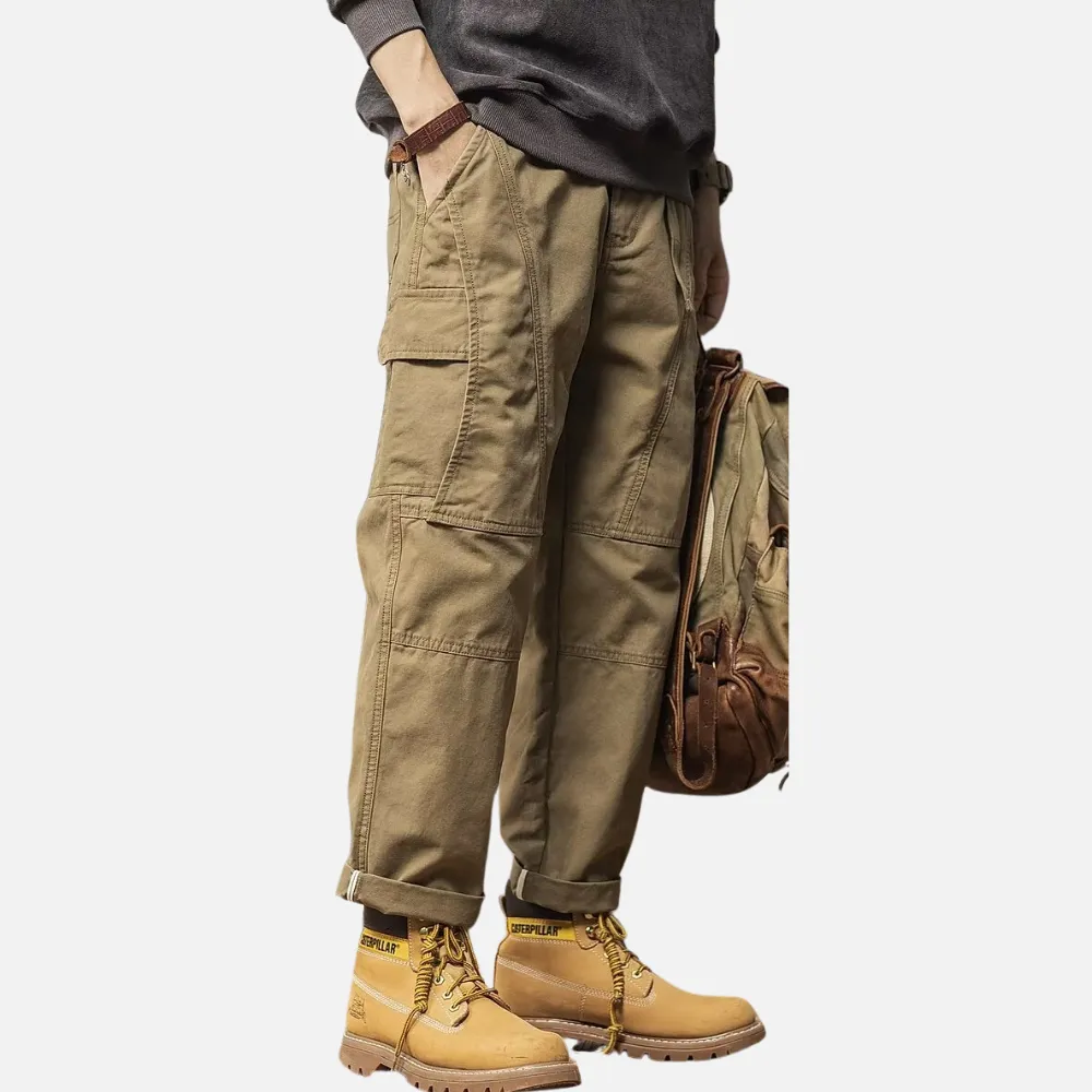 Belted Straight-Leg Cargo Pants