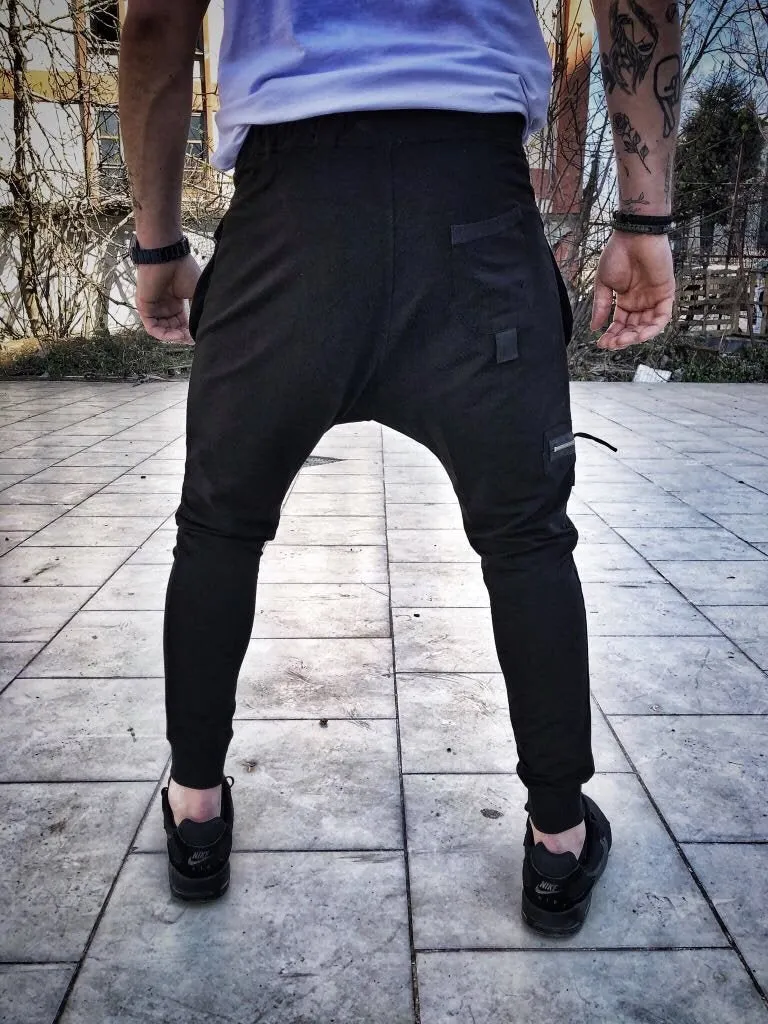 Black Front Cargo Pockets Jogger Pant DM7 Streetwear Jogger Pants