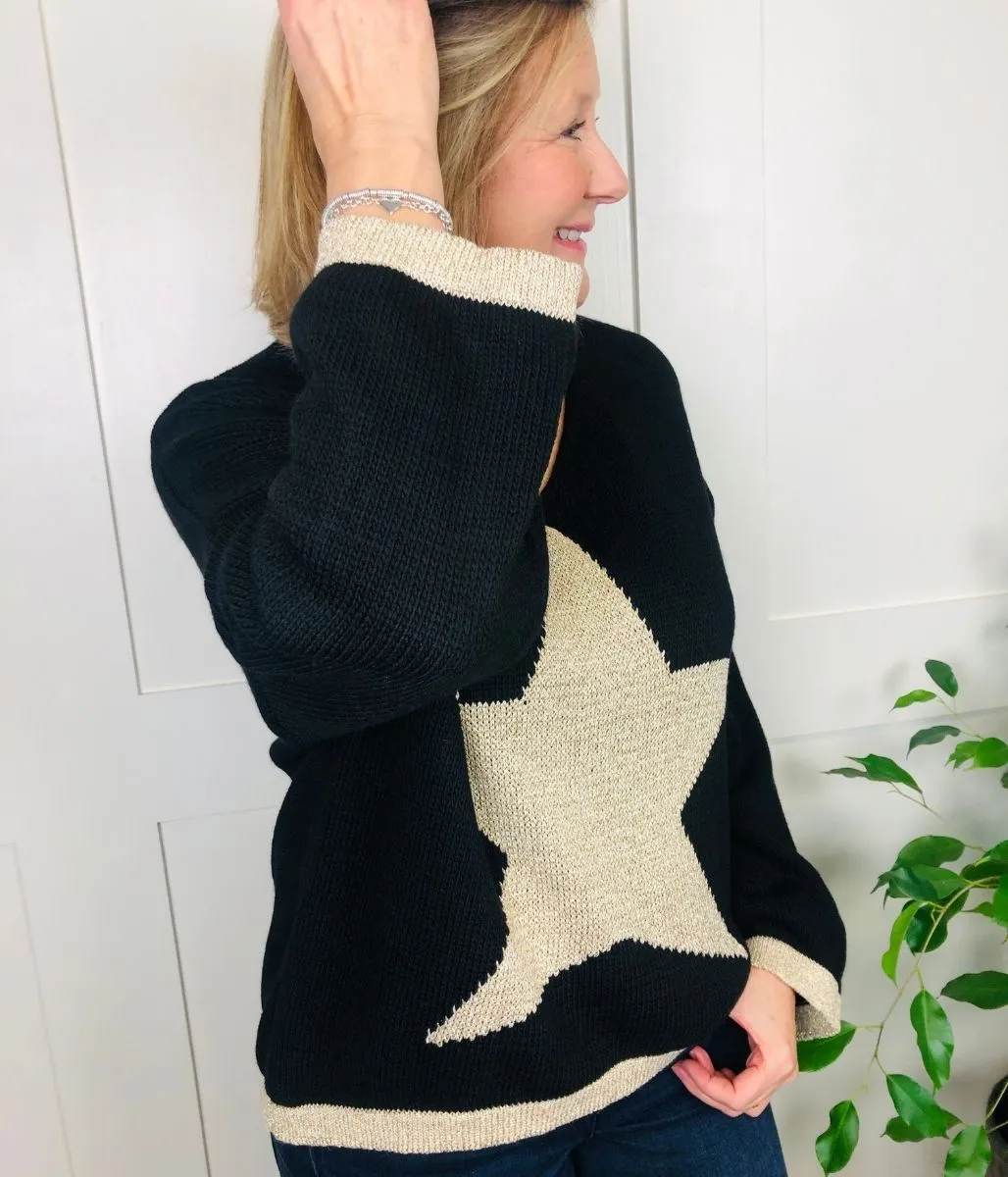 Black Metallic Star Jumper