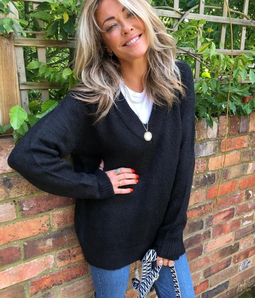 Black V Neck Jumper